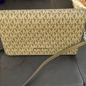 Michael Kors Signature MK Canvas Crossbody in Beige and Tan